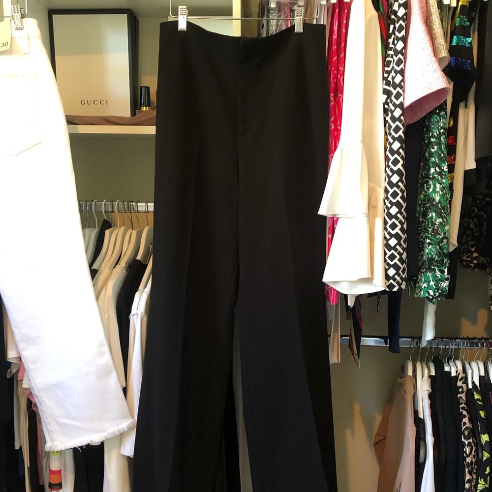 Alice + Olivia Black High-Rise Wide-Leg Trousers